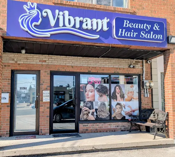 Storefront of Vibrant Beauty and Hair Salon in Woodbridge, Ontario